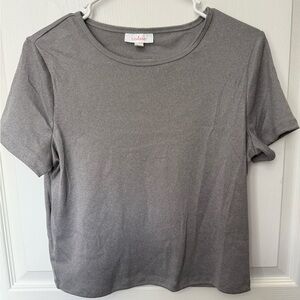 Colsie Gray Crop Fitted Short Sleeve T-Shirt